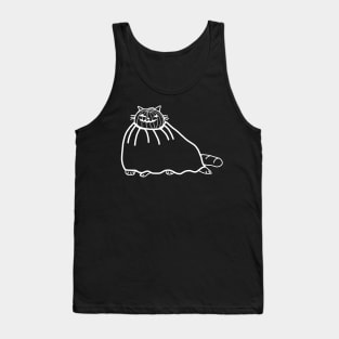 Minimal White Line Chonk Cat Halloween Horror Costume Tank Top